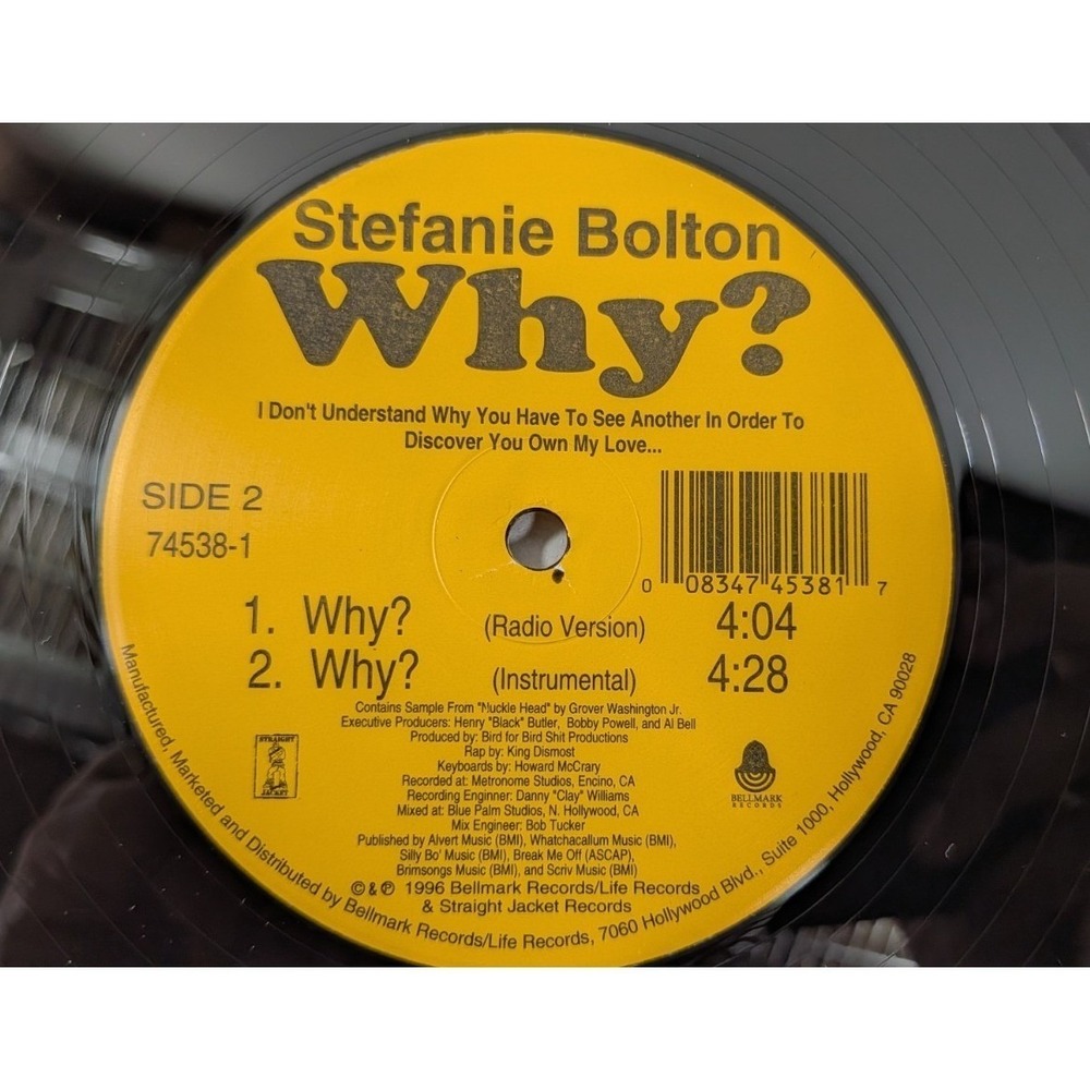 Stefanie Bolton Why? 12" Vinyl Single 1996 Bellmark Records 74538-1 R&B Soul